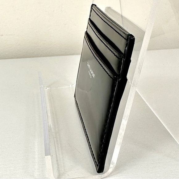 YSL Saint Laurent Paris Logo Stamp Cardholder Black - Picture 4 of 15